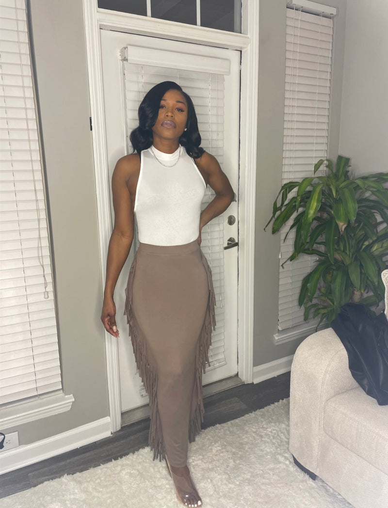 Leah Fringe Sides Maxi Skirt