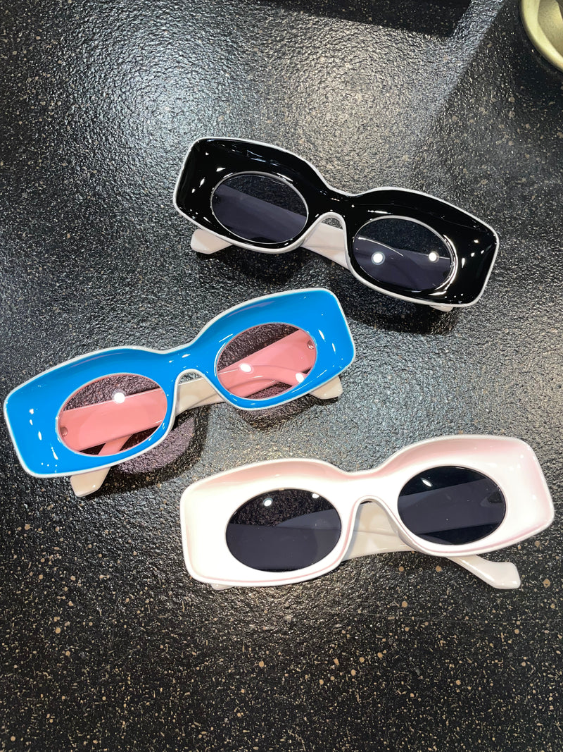 Chunky Sunglasses-Pink/White
