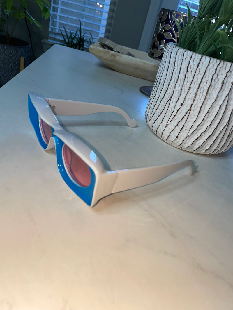 Chunky Sunglasses- Blue/White