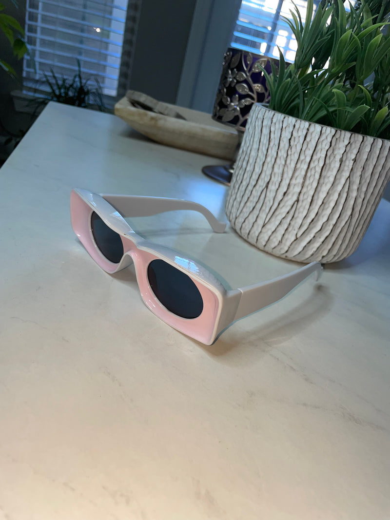 Chunky Sunglasses-Pink/White