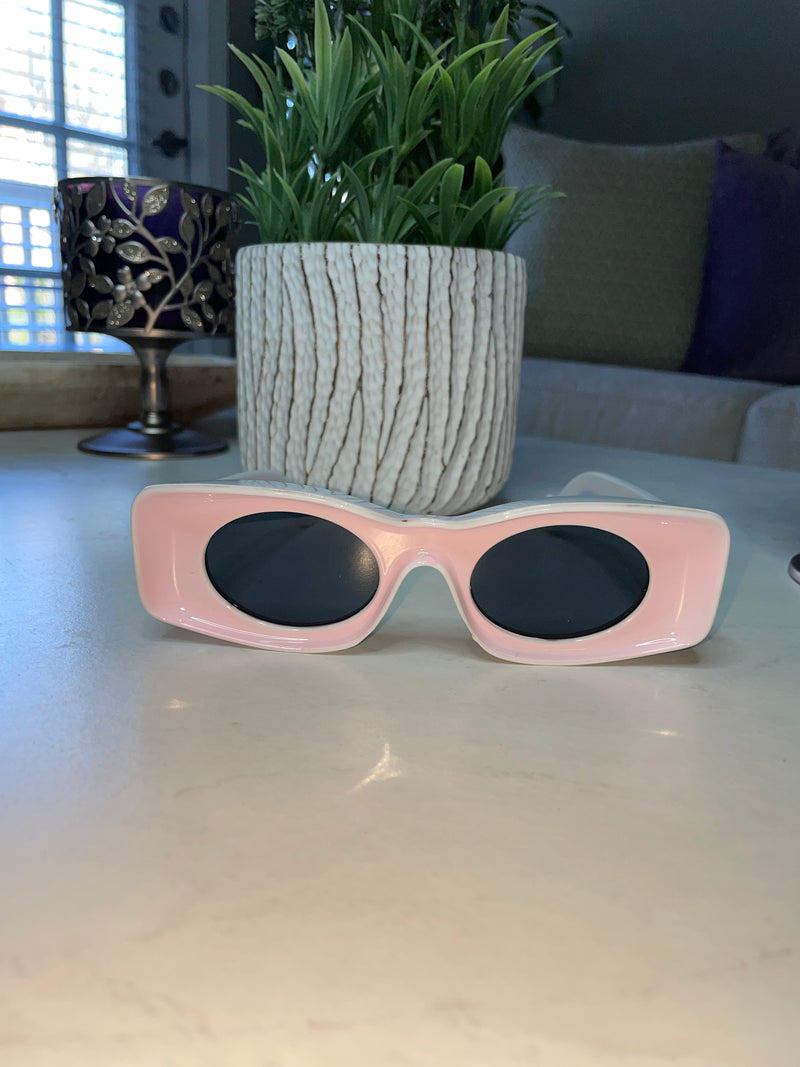 Chunky Sunglasses-Pink/White