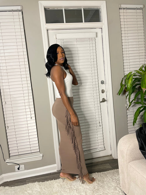 Leah Fringe Sides Maxi Skirt