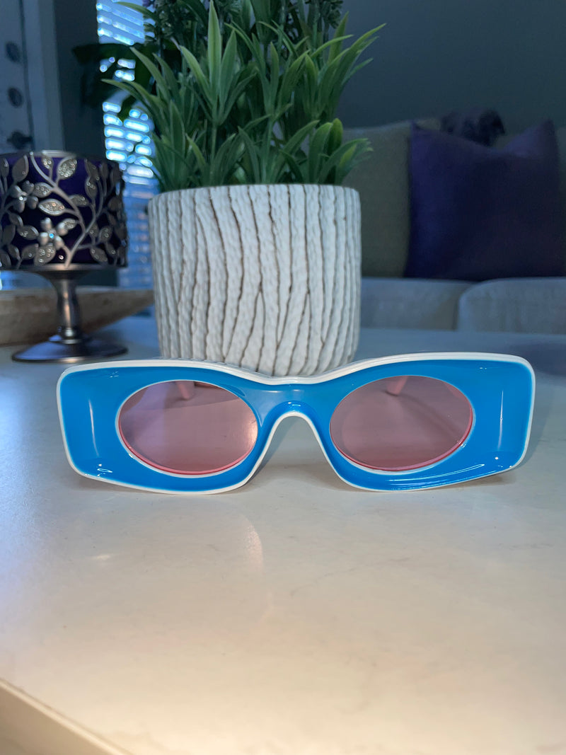 Chunky Sunglasses- Blue/White